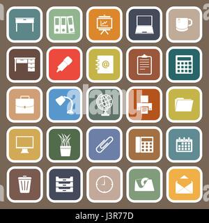 Workspace flat icons on brown background, stock vector Stock Vector