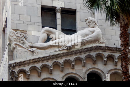 The Johnson Burt Fine Arts Building is an example of early 20th-century architecture, featuring a blend of classical and modern design elements. Its facade is a notable example of architectural innovation in the fine arts sector during its time. Stock Photo