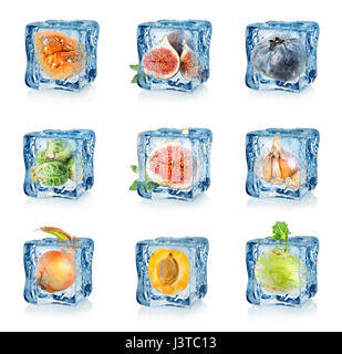 Set of fruits and vegetables isolated on white background Stock Photo