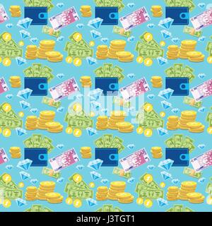 Money Coin Currency Seamless Pattern Stock Vector
