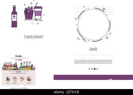 Take Away Service Food Delivery Restaurant Banner With Copy Space Stock Vector