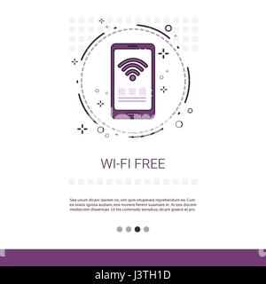 Wifi Signal Free Wireless Connection Banner With Copy Space Stock Vector