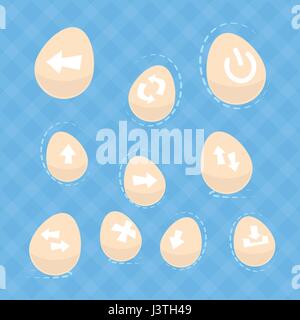 Arrow Collection Navigation Buttons Icons On Eggs Set Stock Vector