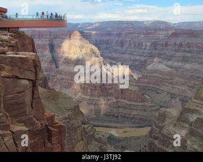 The Skywalk at the Grand Canyon Arizona looking down to the Colorado River Stock Photo