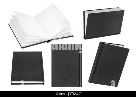 Empty black book on white background with copy space Stock Photo