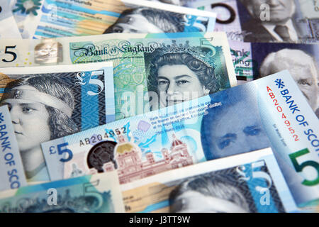 £5 polymer bank notes Stock Photo