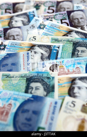£5 polymer bank notes Stock Photo