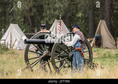 American Civil War action at the Graeagle Reenactment in Northern California. Stock Photo