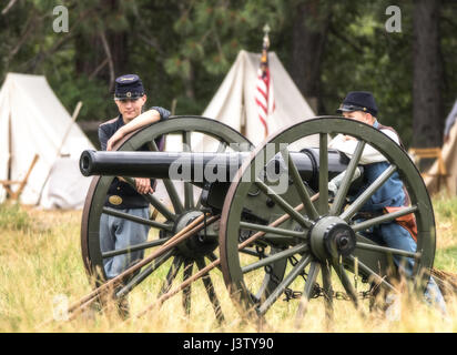 American Civil War action at the Graeagle Reenactment in Northern California. Stock Photo