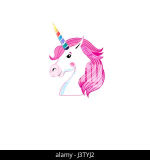 Vector icon portrait of unicorn isolated on white background Stock Vector