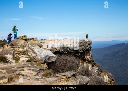 Lincoln's Rock also known as Flat Rock in the Blue Mountains national park near Sydney,Australia Stock Photo