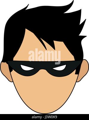 color image cartoon front face hacker Stock Vector