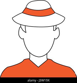 color silhouette image cartoon faceless half body hacker with jacket and hat Stock Vector