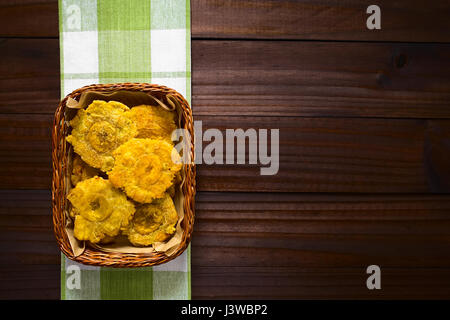 Patacon or toston, fried and flattened pieces of green plantains, a traditional snack or accompaniment in the Caribbean Stock Photo