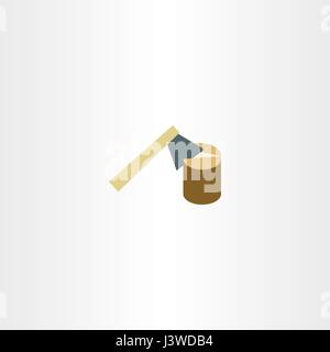 axe chopping wood vector flat icon design Stock Vector