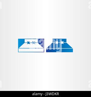 blue bedroom bed vector icon logo Stock Vector