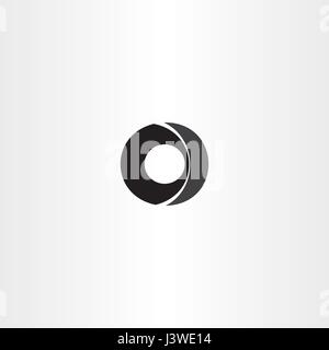 car wheel black letter o icon Stock Vector