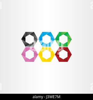 colorful hexagon icon vector frame set symbol Stock Vector