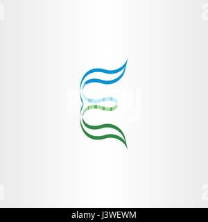 green blue stylized logo letter e logotype icon design Stock Vector
