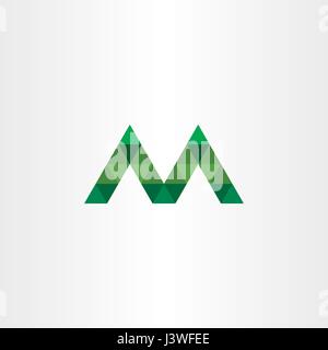 letter m with green triangles vector icon logo Stock Vector