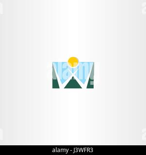 logo letter w mountain and sun icon design Stock Vector
