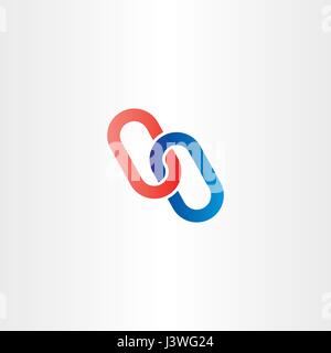 red blue chain link vector logo icon label Stock Vector