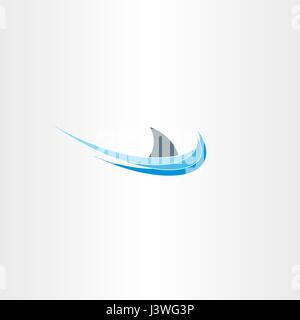 shark sign sea water wave icon label Stock Vector