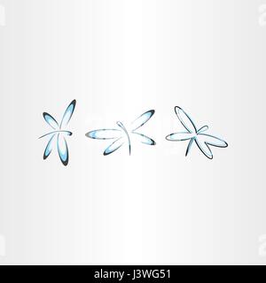 stylized dragonfly vector logo icon set label Stock Vector