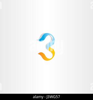stylized logo number 3 three third icon symbol Stock Vector