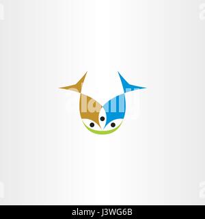 two fish eating vector icon design Stock Vector