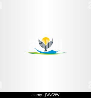 whale tail island beach logo design Stock Vector