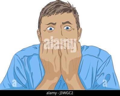 Fear man face The man who know his fears can't stop to fear main point in your life just run Stock Vector