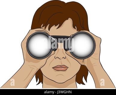binoculars searching for somerthing I see you Stock Vector