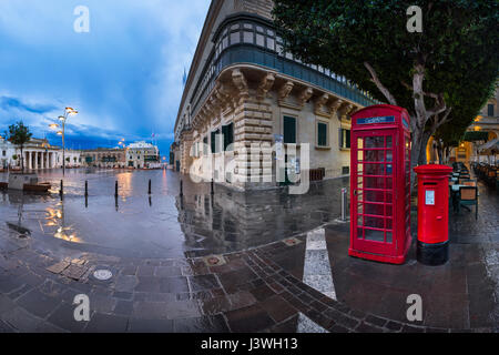 VALLETTA, MALTA - February 16, 2015: Saint George Square in Valletta, Malta. The City of Valletta is the capital of Malta and was officially recognise Stock Photo