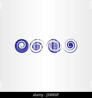 blue spiral water waves icon set Stock Vector