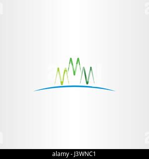 m letter green mountain icon Stock Vector