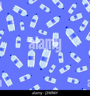 Plastic Water Bottles Seamless Pattern Stock Vector