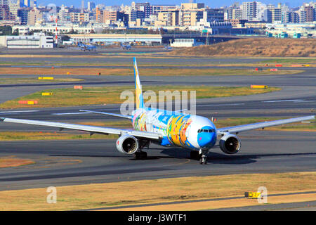 ANA Pokemon Jet Boeing 777 at Haneda Airport Tokyo Japan Stock Photo