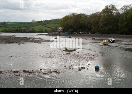 Mudflats at low tide, Stoke Gabriel, Devon, England, United Kingdom. Stock Photo