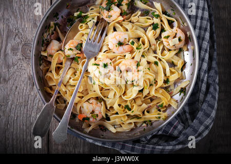 Pasta with shrimps  Stock Photo