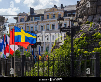 KIEV, UKRAINE - MAY 7, 2017: flags of European countries in Eurovision fan zone in Kiev, Ukraine, 2017 Credit: Denys Davydenko/Alamy Live News Stock Photo