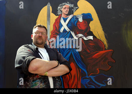 Glasgow, Scotland, 7th May, ’Yard Works Festival 2017’ is an International celebration of Graffiti, Street Art and Design, which will be spread throughout the SWG3 Complex with a focus on the new Galvanizers Yard. Showcasing the skills of 25 of the top Graffiti & Street Artists from across Europe and over 50 of the best Scottish Artists to bring this concrete playground to life! © Gerard Ferry/Alamy Live News Stock Photo