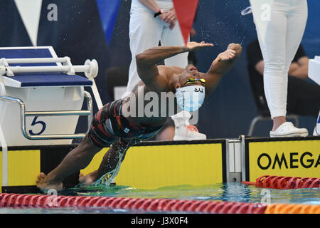 Bergen, Norway. 07th May, 2017. Simon Sjödin of Sweden settled for 2nd in the Mens 200m backstroke with 2:05.33 swim Credit: Kjell Eirik Irgens Henanger/Alamy Live News Stock Photo