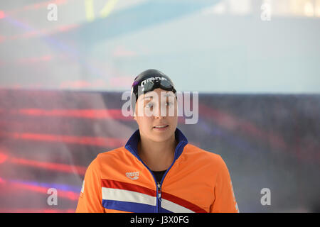 Bergen, Norway. 07th May, 2017. Ranomi Kromowidjojo of Netherland smiling and ready for the womens 50m freestyle final where she ended 2nd with a 24.41 swim Credit: Kjell Eirik Irgens Henanger/Alamy Live News Stock Photo