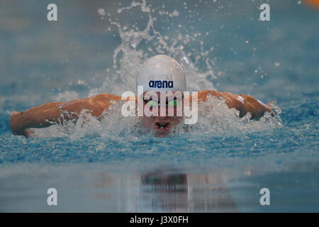 Bergen, Norway. 07th May, 2017. Sarah Sjöström of Sweden won the womens 100m butterfly with a solid 56.32 swim in the final. Credit: Kjell Eirik Irgens Henanger/Alamy Live News Stock Photo