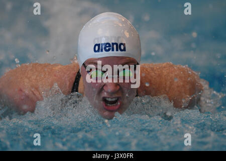 Bergen, Norway. 07th May, 2017. Sarah Sjöström of Sweden won the womens 100m butterfly with a solid 56.32 swim in the final. Credit: Kjell Eirik Irgens Henanger/Alamy Live News Stock Photo