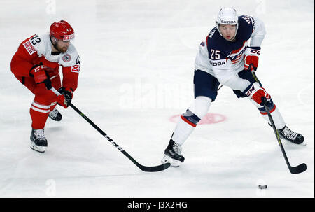 Cologne, Germany. 7th May, 2017. ( Noah Hanifin(L) of the United States ...