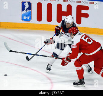 Cologne, Germany. 7th May, 2017. ( Noah Hanifin(L) of the United States ...