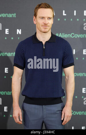 Madrid, Spain. 8th May, 2017. Michael Fassbender attends the Alien Covenant photocall at the Villamagna Hotel in Madrid, Spain. May08, 2017. Credit: Jimmy Olsen/Media Punch /MediaPunch/Alamy Live News Stock Photo