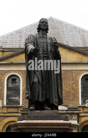 Statue of John Wesley outside of Wesley's Chapel in London, England. Stock Photo